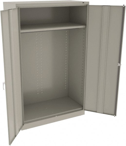 Tennsco - 2 Shelf Wardrobe Storage Cabinet - Steel, 48" Wide x 24" Deep x 78" High, Light Gray - Exact Tooling