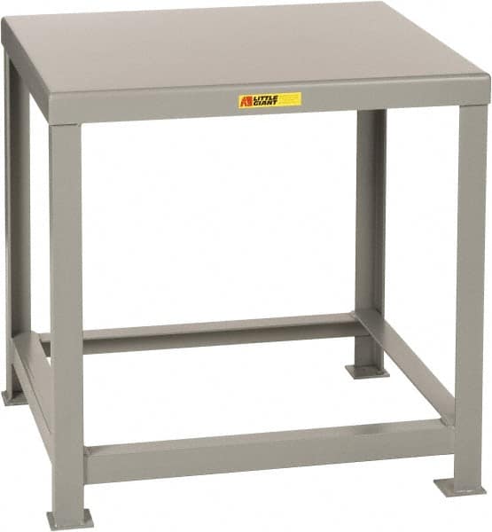 Little Giant - 60 Wide x 30" Deep x 24" High, 7 Gauge Steel Heavy-Duty Machine Table - Fixed Legs, Gray - Exact Tooling