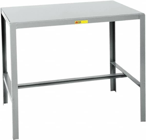 Little Giant - 24 Wide x 18" Deep x 42" High, Steel Machine Work Table - Straight Edge, Fixed Legs, Gray - Exact Tooling