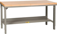 Little Giant - 60 Wide x 30" Deep x 28-3/4" High, Maple Butcher Block Top - Straight Edge, Adjustable Height Legs, Gray - Exact Tooling