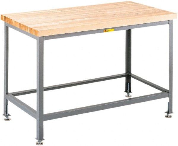 Little Giant - 48 Wide x 30" Deep x 32" High, Butcher Block Butcher Block Top Table - Fixed Legs With Adjustable Height Glides, Gray - Exact Tooling