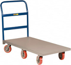 Little Giant - 3,600 Lb Capacity Steel 6-Wheeled Platform Truck - Steel Deck, 30" OAW, 48" Platform Length, Polyurethane Casters - Exact Tooling