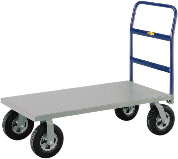Little Giant - 1,500 Lb Capacity Steel Platform Truck - Steel Deck, 30" OAW, 48" Platform Length, Solid Rubber Casters - Exact Tooling