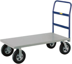 Little Giant - 1,500 Lb Capacity Steel Platform Truck - Steel Deck, 30" OAW, 48" Platform Length, Solid Rubber Casters - Exact Tooling