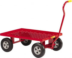 Little Giant - 1,200 Lb Capacity Steel Perforated Steel Deck Wagon Truck - Steel Deck, 24" OAW, Solid Rubber Casters - Exact Tooling