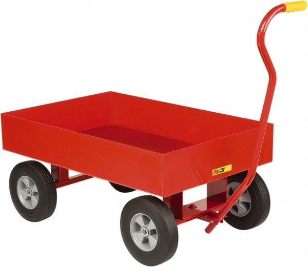 Little Giant - 1,200 Lb Capacity Steel 6 Inch Deep Steel Wagon Truck - Steel Deck, 24" OAW, Solid Rubber Casters - Exact Tooling