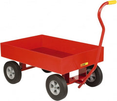 Little Giant - 1,200 Lb Capacity Steel 6 Inch Deep Steel Wagon Truck - Steel Deck, 24" OAW, Solid Rubber Casters - Exact Tooling
