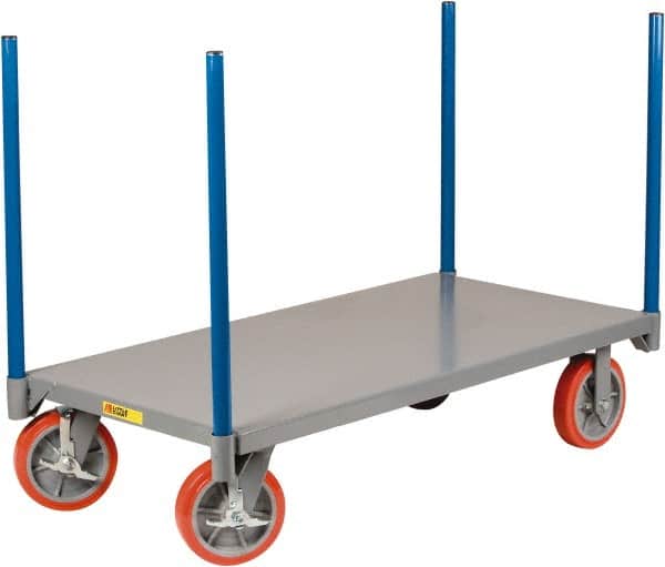 Little Giant - 3,600 Lb Capacity Steel Pipe Stake Truck - Steel Deck, 24" OAW, 48" Platform Length, Polyurethane Casters - Exact Tooling