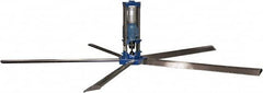 Patterson Fan - 5 Blades, 24' Blade Length, 400,867 CFM High Performance Industrial Ceiling Fan - 48 RPM, 230V, 6.2 Amps, Blue & Silver - Exact Tooling