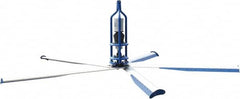 Patterson Fan - 5 Blades, 8' Blade Length, 67,178 CFM High Performance Industrial Ceiling Fan - 110 RPM, 220V, Blue & Silver - Exact Tooling