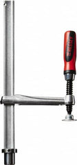 Bessey - 1,000 Lb Holding Capacity, 12" Max Opening Capacity, 1,000 Lb Clamping Pressure, Manual Hold Down Clamp - 7-11/16" Arm Length, 7-7/8" Clamp Length, 1-37/64" Clamp Width, 15-3/4" Clamp Height, 28mm Stud Mount, Steel - Exact Tooling
