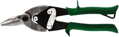 Midwest Snips - 1-1/4" Length of Cut, Right Pattern Aviation Snip - 10" OAL, 18 AWG Steel Capacity - Exact Tooling