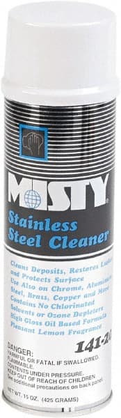 Misty - 15 fl oz Liquid Stainless Steel Cleaner & Polish - Lemon Scented, Aerosol Container - Exact Tooling