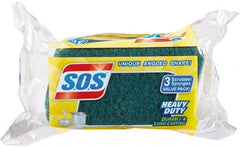 SOS - 4-1/2" Long x 2-1/2" Wide x 0.9" Thick Scouring Sponge - Heavy-Duty, Yellow/Green - Exact Tooling