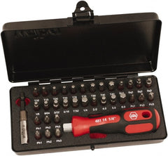 Wiha - Bit Set - 1/8 to 7/32" Hex, #1 to #3, 1/4" Drive, Phillips, Hex, Torx, Square, Pozidriv Point - Exact Tooling