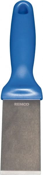Remco - Stiff Stainless Steel Beveled Scraper - 1-1/2" Blade Width x 3-1/2" Blade Length, 5-13/32" Long Ergonomic Polypropylene Handle - Exact Tooling