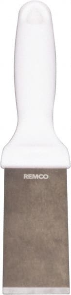 Remco - Stiff Stainless Steel Beveled Scraper - 1-1/2" Blade Width x 3-1/2" Blade Length, 5-13/32" Long Ergonomic Polypropylene Handle - Exact Tooling