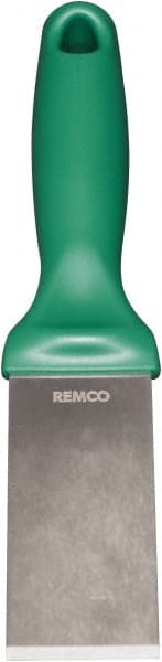 Remco - Stiff Stainless Steel Beveled Scraper - 1-1/2" Blade Width x 3-1/2" Blade Length, 5-13/32" Long Ergonomic Polypropylene Handle - Exact Tooling
