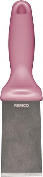 Remco - Stiff Stainless Steel Beveled Scraper - 1-1/2" Blade Width x 3-1/2" Blade Length, 5-13/32" Long Ergonomic Polypropylene Handle - Exact Tooling