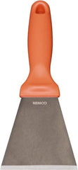 Remco - Stiff Stainless Steel Beveled Scraper - 3" Blade Width x 3-1/2" Blade Length, 5-13/32" Long Ergonomic Polypropylene Handle - Exact Tooling