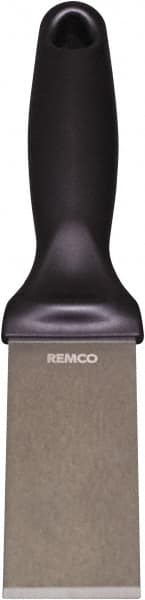Remco - Stiff Stainless Steel Beveled Scraper - 1-1/2" Blade Width x 3-1/2" Blade Length, 5-13/32" Long Ergonomic Polypropylene Handle - Exact Tooling