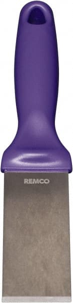 Remco - Stiff Stainless Steel Beveled Scraper - 1-1/2" Blade Width x 3-1/2" Blade Length, 5-13/32" Long Ergonomic Polypropylene Handle - Exact Tooling