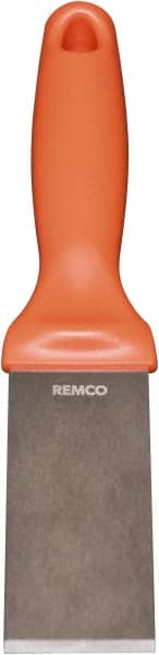 Remco - Stiff Stainless Steel Beveled Scraper - 1-1/2" Blade Width x 3-1/2" Blade Length, 5-13/32" Long Ergonomic Polypropylene Handle - Exact Tooling