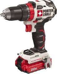 Porter-Cable - 20 Volt 1/2" Chuck Mid-Handle Cordless Drill - 0-1800 RPM, Keyless Chuck, Reversible, 2 Lithium-Ion Batteries Included - Exact Tooling