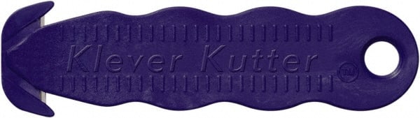 Klever Innovations - Fixed Safety Cutter - 1-1/4" Stainless Steel Blade, Dark Blue Plastic Handle, 1 Blade Included - Exact Tooling