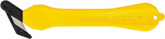 Klever Innovations - Fixed Safety Cutter - 1-1/4" Carbon Steel Blade, Yellow Plastic Handle, 1 Blade Included - Exact Tooling