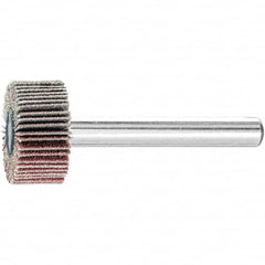 PFERD - 3/4" Diam x 3/8" Face Width, Aluminum Oxide Coated Mounted Flap Wheel - 1/4" Shank Mount, 120 Grit, 38,100 Max RPM - Exact Tooling