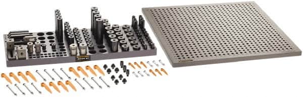 Renishaw - M8, CMM Clamping Kit - Use with CMM Fixtures, Includes 110Pc. Component Set, 450x450mm Plate - Exact Tooling