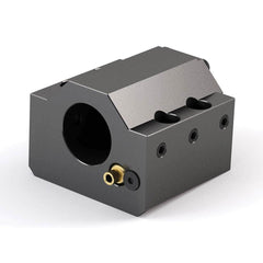 Global CNC Industries - Turret & VDI Tool Holders; Type: Hwacheon ID Block ; Clamping System: 74mm X 30mm ; Tool Axis: ID ; Through Coolant: No ; Additional Information: 4 Mounting Holes - Exact Tooling