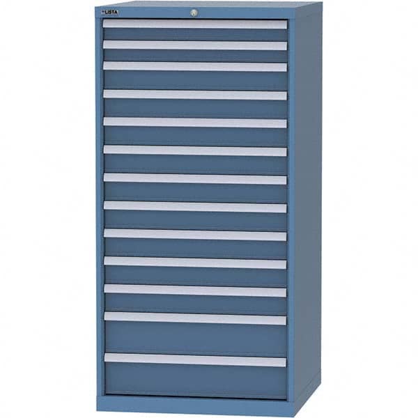 LISTA - 13 Drawer, 124 Compartment Bright Blue Steel Modular Storage Cabinet - Exact Tooling