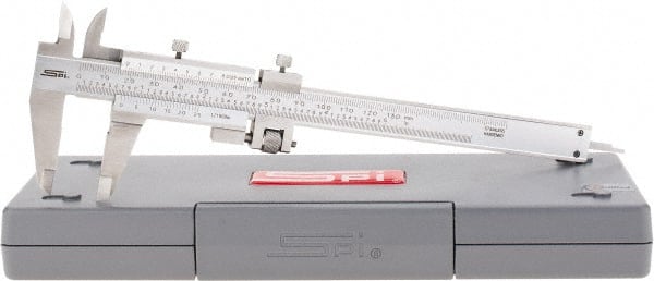 SPI - 0 to 130mm Stainless Steel Vernier Caliper - 0.02mm Graduation, 1.57" Jaw Depth, 0.001" Accuracy, Includes NIST Traceability Certificate - Exact Tooling
