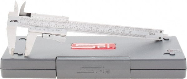 SPI - 0 to 150mm Stainless Steel Vernier Caliper - 0.02mm Graduation, 1.57" Jaw Depth, 0.001" Accuracy, Includes NIST Traceability Certificate - Exact Tooling