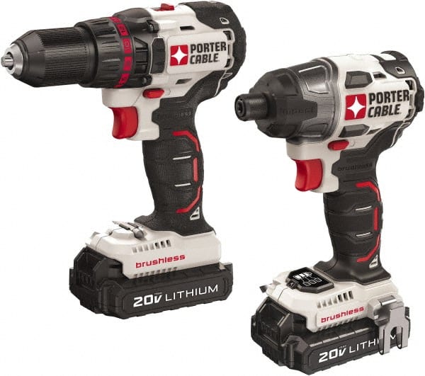 Porter-Cable - 20 Volt Cordless Tool Combination Kit - Includes 1/2" Brushless Drill/Driver & 1/4" Brushless Impact Driver, Lithium-Ion Battery Included - Exact Tooling