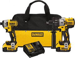 DeWALT - 20 Volt Cordless Tool Combination Kit - Includes 1/2" Brushless Hammerdrill & 1/4" Brushless Compact Impact Driver, Lithium-Ion Battery Included - Exact Tooling