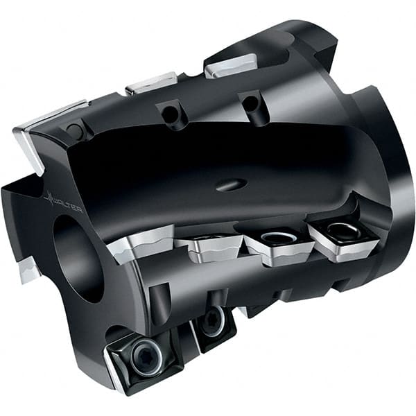 Walter - 80mm Cut Diam, 32mm Arbor Diam, 67mm Max Depth of Cut, Indexable Square-Shoulder Face Mill - 90° Lead Angle, 80mm High, LDM.170408R & SDM.120408 Insert Compatibility, Through Coolant, Series M4258 - Exact Tooling