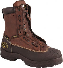 OLIVER - Men's Size 8.5 Wide Width Steel Work Boot - Brown, Leather Upper, Rubber Outsole, 8" High, Lace-Up - Exact Tooling