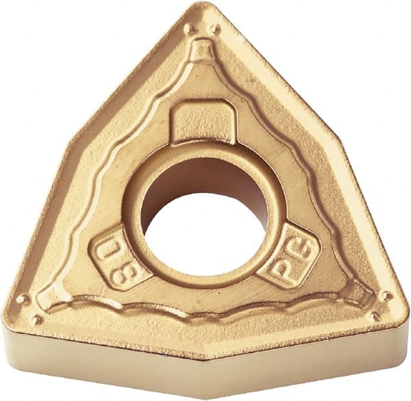 Kyocera - WNMG432 PG Grade PV720 Cermet Turning Insert - TiCN (Megacoat Nano) Finish, 80° Trigon, 1/2" Inscr Circle, 3/16" Thick, 1/32" Corner Radius - Exact Tooling