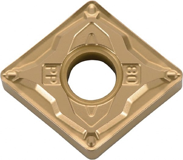 Kyocera - CNMG430.5 PP Grade PV720 Cermet Turning Insert - TiCN (Megacoat Nano) Finish, 80° Diamond, 1/2" Inscr Circle, 3/16" Thick, 0.008" Corner Radius - Exact Tooling