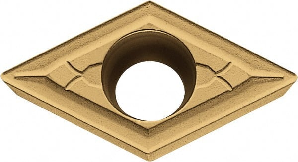 Kyocera - DCMT21.50.5 GK Grade PV720 Cermet Turning Insert - TiCN (Megacoat Nano) Finish, 55° Diamond, 1/4" Inscr Circle, 3/32" Thick, 0.008" Corner Radius - Exact Tooling