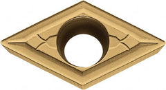 Kyocera - DCMT21.50.5 GK Grade PV720 Cermet Turning Insert - TiCN (Megacoat Nano) Finish, 55° Diamond, 1/4" Inscr Circle, 3/32" Thick, 0.008" Corner Radius - Exact Tooling