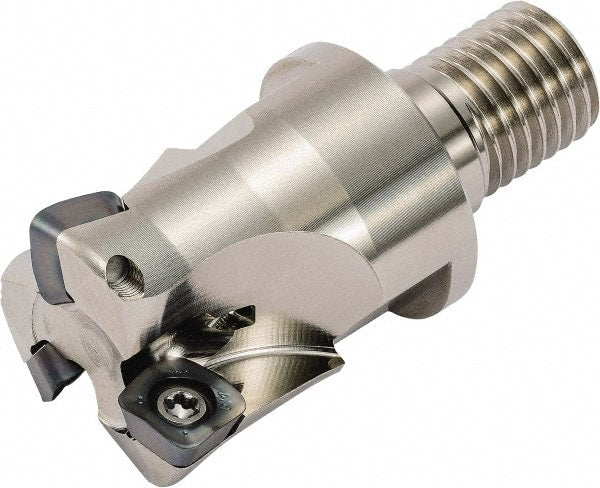 Kyocera - 28mm Cut Diam, 1.5mm Max Depth, M12 Modular Connection Indexable High-Feed End Mill - Screw Holding Method, SOMT 100420ER-.. Insert, MFH Toolholder, Through Coolant - Exact Tooling