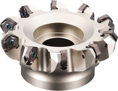 Kyocera - 125mm Cut Diam, 40mm Arbor Hole, 6mm Max Depth of Cut, 45° Indexable Chamfer & Angle Face Mill - 7 Inserts, PNEU 12..\xB6PNMU 12.. Insert, Right Hand Cut, 7 Flutes, Series MFPN - Exact Tooling