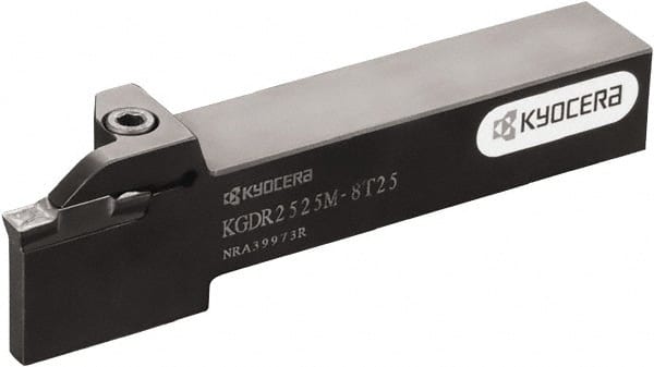 Kyocera - KGD, External, Right Hand, 16.9926mm Max Depth of Cut, 1.9812 to 3mm Groove Width, Indexable Grooving Tool Holder - Multiple Insert Compatibility, 1" Shank Height, 1" Shank Width, 5.9" OAL - Exact Tooling