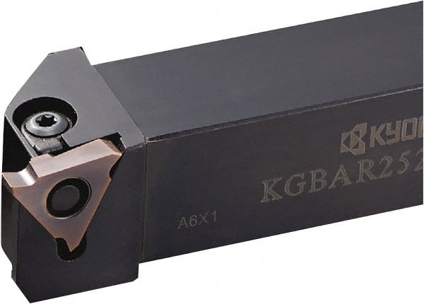Kyocera - KGBA, External, Left Hand, 5.5mm Max Depth of Cut, 0.013 to 0.189" Groove Width, Indexable Grooving Tool Holder - GBA43R/L.. Insert Compatibility, 25mm Shank Height, 25mm Shank Width, 150mm OAL - Exact Tooling
