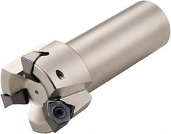 Kyocera - 3 Inserts, 2" Cut Diam, 0.315" Max Depth of Cut, Indexable Square-Shoulder Face Mill - 0° Lead Angle, WNEU 080608EN-GL, WNMU 080608EN-GH, WNMU 080608EN-GM & WNMU 080608EN-SM Insert Compatibility, Through Coolant - Exact Tooling