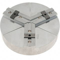 Abbott Workholding Products - 10" Max Chuck Capacity, Tongue & Groove Interface, Round Soft Lathe Chuck Jaw - 3 Jaw, Aluminum, 53.98mm Btw Mount Hole Ctrs, 10" Wide, 2" High, 12.7mm Groove, 1/2" Fastener - Exact Tooling